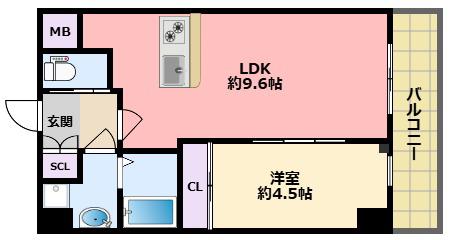 プレジオ武庫川ASIAN(1LDK/7階)の間取り写真