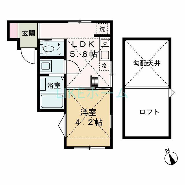 明和レジデンス(1DK/2階)の間取り写真