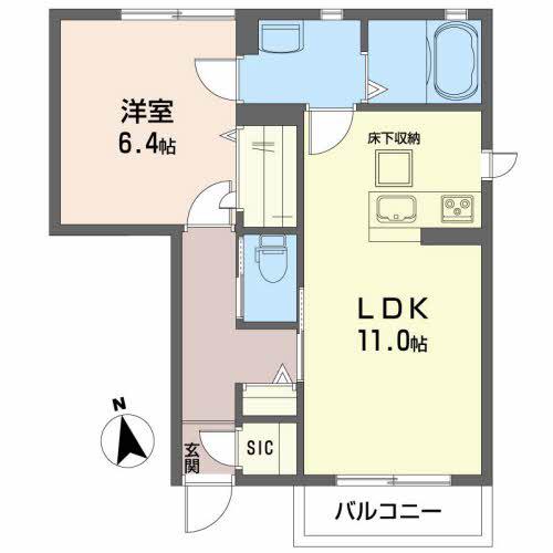 ＪＲ東北本線 岩沼駅 徒歩8分 2階建 築14年(1LDK/1階)の間取り写真