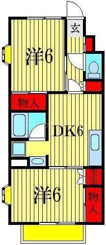 ハス ニューハウンB棟(2DK/2階)の間取り写真