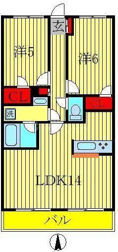 サンタバレー(2LDK/1階)の間取り写真