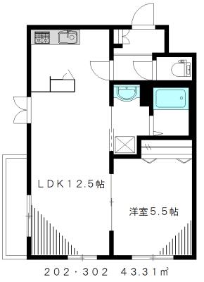 アルベージュ高円寺(1LDK/2階)の間取り写真