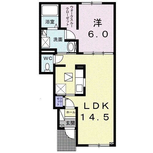 プレッスィーズ ルブニール(1LDK/1階)の間取り写真