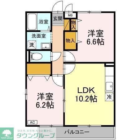 サンモールハウス(2LDK/3階)の間取り写真