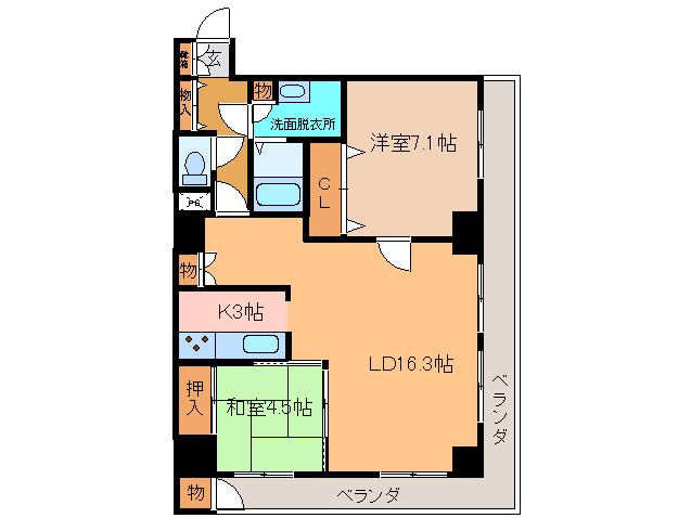グランドール司(2LDK/5階)の間取り写真