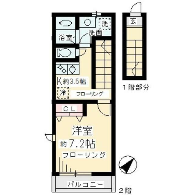 DC ラフィネ(1K/2階)の間取り写真