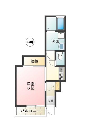 K2府中(1K/1階)の間取り写真