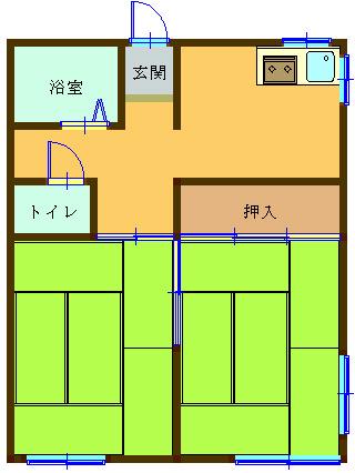 ジュレコーポB(2DK/2階)の間取り写真