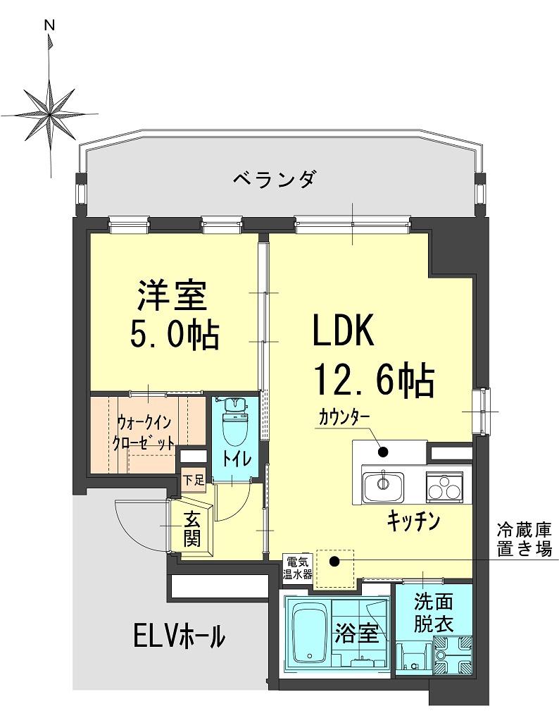 フェリシアコート幸町(1LDK/3階)の間取り写真