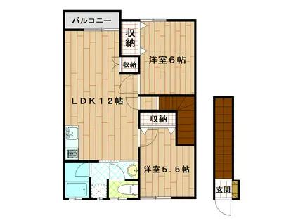メイン・ヴィラ1ST(2LDK/2階)の間取り写真