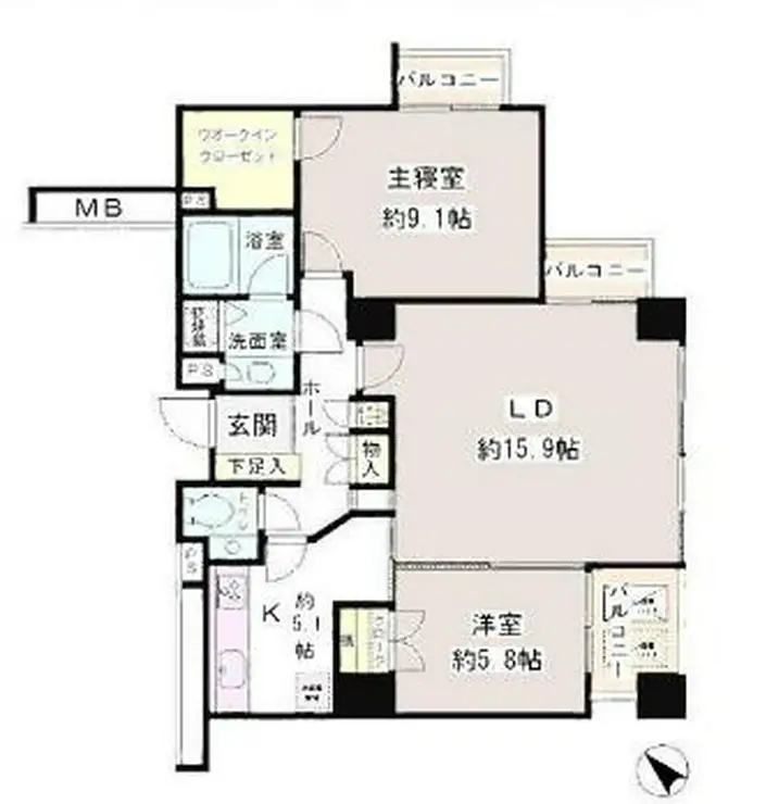 小石川パークタワー 9階階 間取り