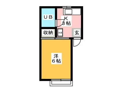 鎌倉ハイツ(1K/1階)の間取り写真
