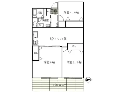 マイサンライズ(3LDK/1階)の間取り写真