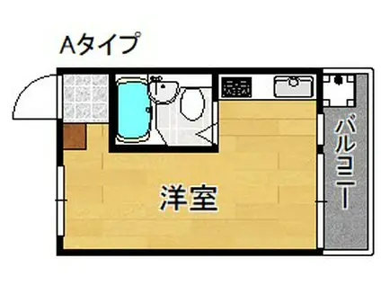 グラスフラッツ(ワンルーム/2階)の間取り写真