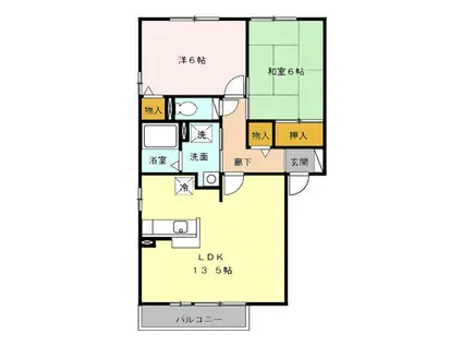 カルフール B棟203(2LDK/2階)の間取り写真