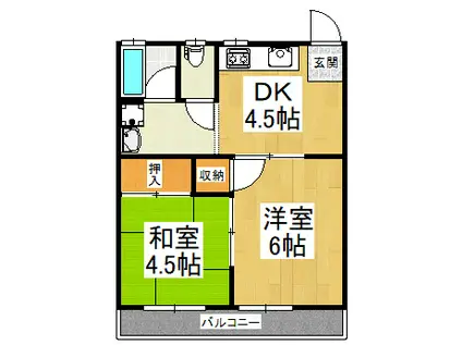 須賀ハイツA(2DK/2階)の間取り写真