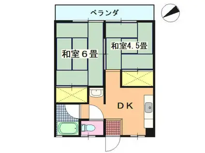 恵コーポ(2DK/4階)の間取り写真