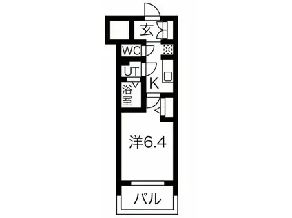 メイクス鶴舞II(1K/4階)の間取り写真