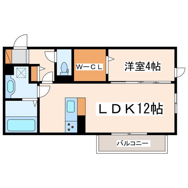 熊本市電健軍線 田崎橋駅 徒歩12分 3階建 築8年(1LDK/1階)の間取り写真