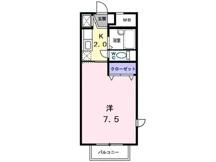 パークサイド素川(1K/2階)の間取り写真
