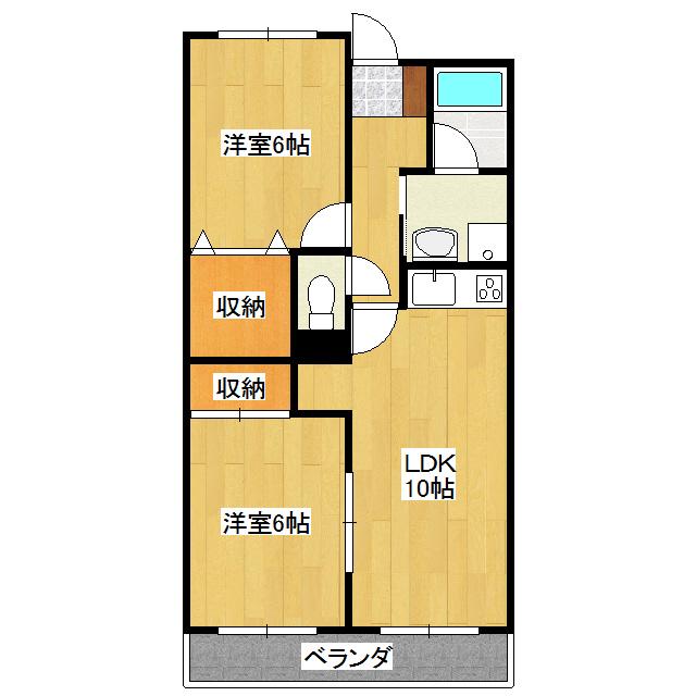 スプリングハイツ(2LDK/2階)の間取り写真