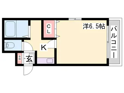 地下鉄西神・山手線 大倉山駅(兵庫) 徒歩5分 5階建 築29年(1K/4階)の間取り写真