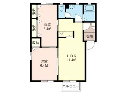 シャーメゾン アークコート下大島II(2LDK/2階)の間取り写真