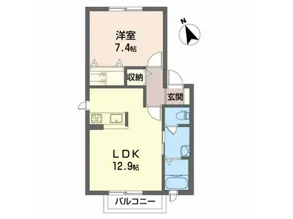 シャーメゾン昭和I棟(1LDK/2階)の間取り写真