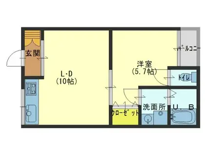 田中ハイツ(1LDK/2階)の間取り写真