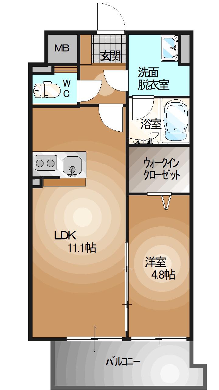 PALMS(1LDK/4階)の間取り写真