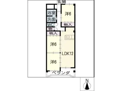 第3レオン光園(3LDK/5階)の間取り写真