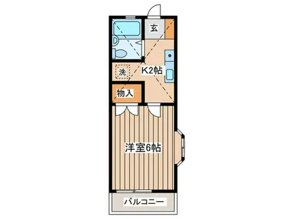 辻堂ドミール21(1K/2階)の間取り写真