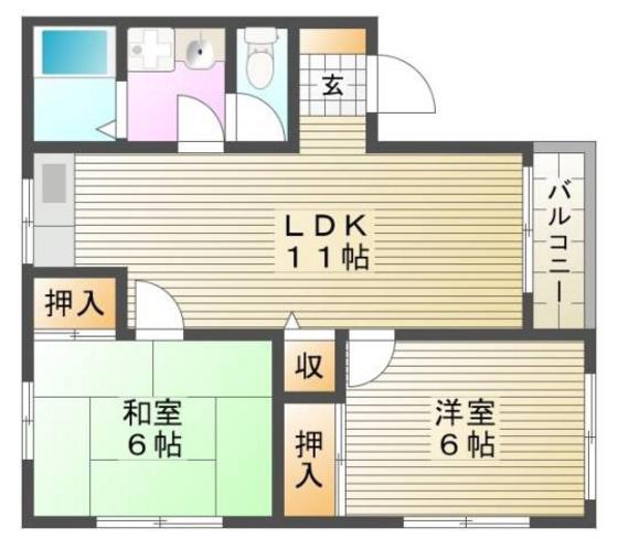 パストラル浦安(2LDK/2階)の間取り写真