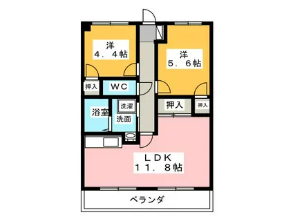 フロントヒルズIII(2LDK/3階)の間取り写真