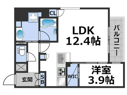 DIMORA靭公園(1DK/3階)の間取り写真