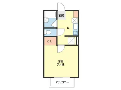 TJ鳴滝(1K/2階)の間取り写真