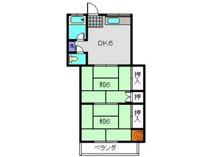 橘ハイツ(2DK/2階)の間取り写真