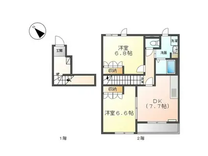 パインハウス寺家(2DK/2階)の間取り写真