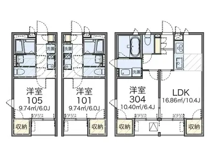 レオネクストグリーンハウス江波(1K/2階)の間取り写真