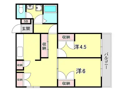 昭和レジデンス(2LDK/3階)の間取り写真