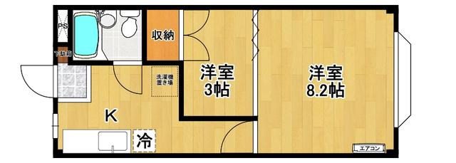 ドエル富田(2K/1階)の間取り写真