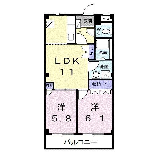 サンフィット(2LDK/2階)の間取り写真