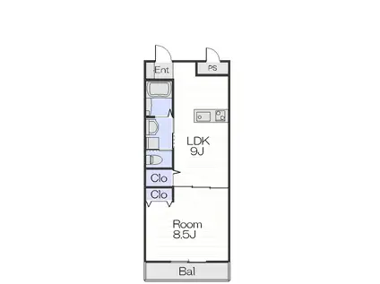 クラージュ(1LDK/2階)の間取り写真