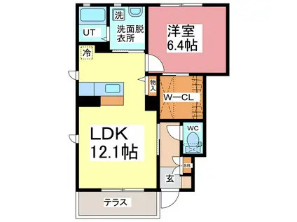 マースI CD(1LDK/1階)の間取り写真