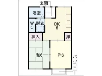 ハラマキハイツE棟(2DK/2階)の間取り写真