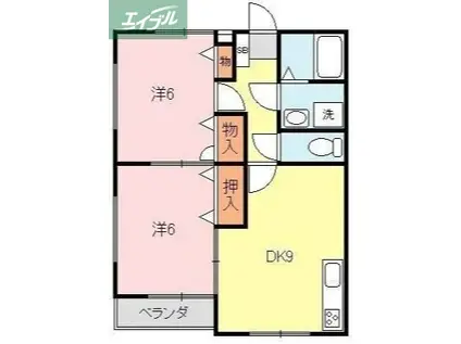 エステート石原 A(2LDK/2階)の間取り写真