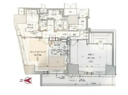ジオタワー新町(2LDK/17階)の間取り写真