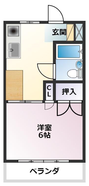 カブリオレ(1K/1階)の間取り写真