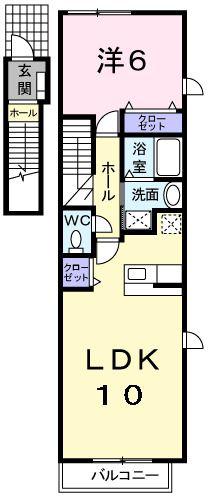 サンライズハウス(1LDK/2階)の間取り写真