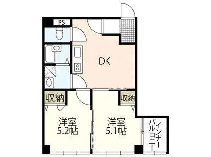 N東中央(2DK/4階)の間取り写真